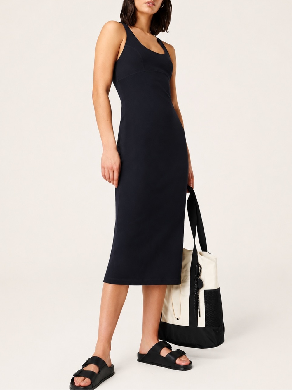 Sweaty Betty Emily Strappy Back Ribbed Midi Dress US 4